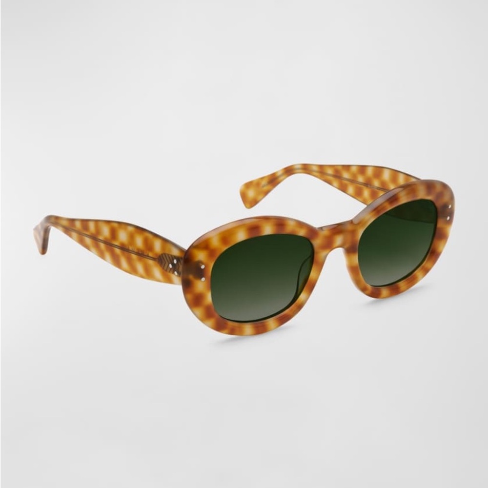KREWE Margaret Checkered Acetate Oval Sunglasses
